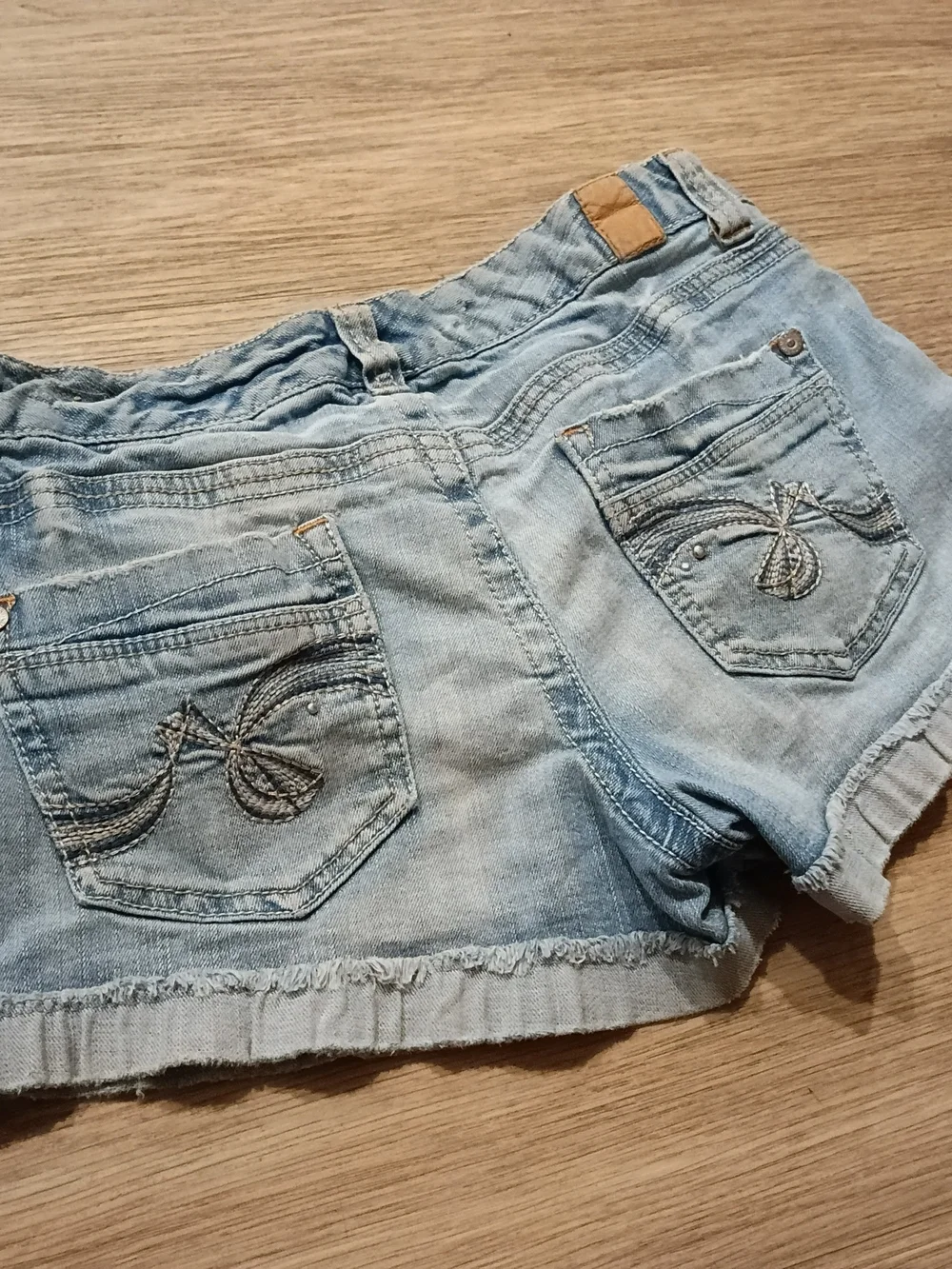 Maurices Light Blue Denim Ruffle Hem Shorts